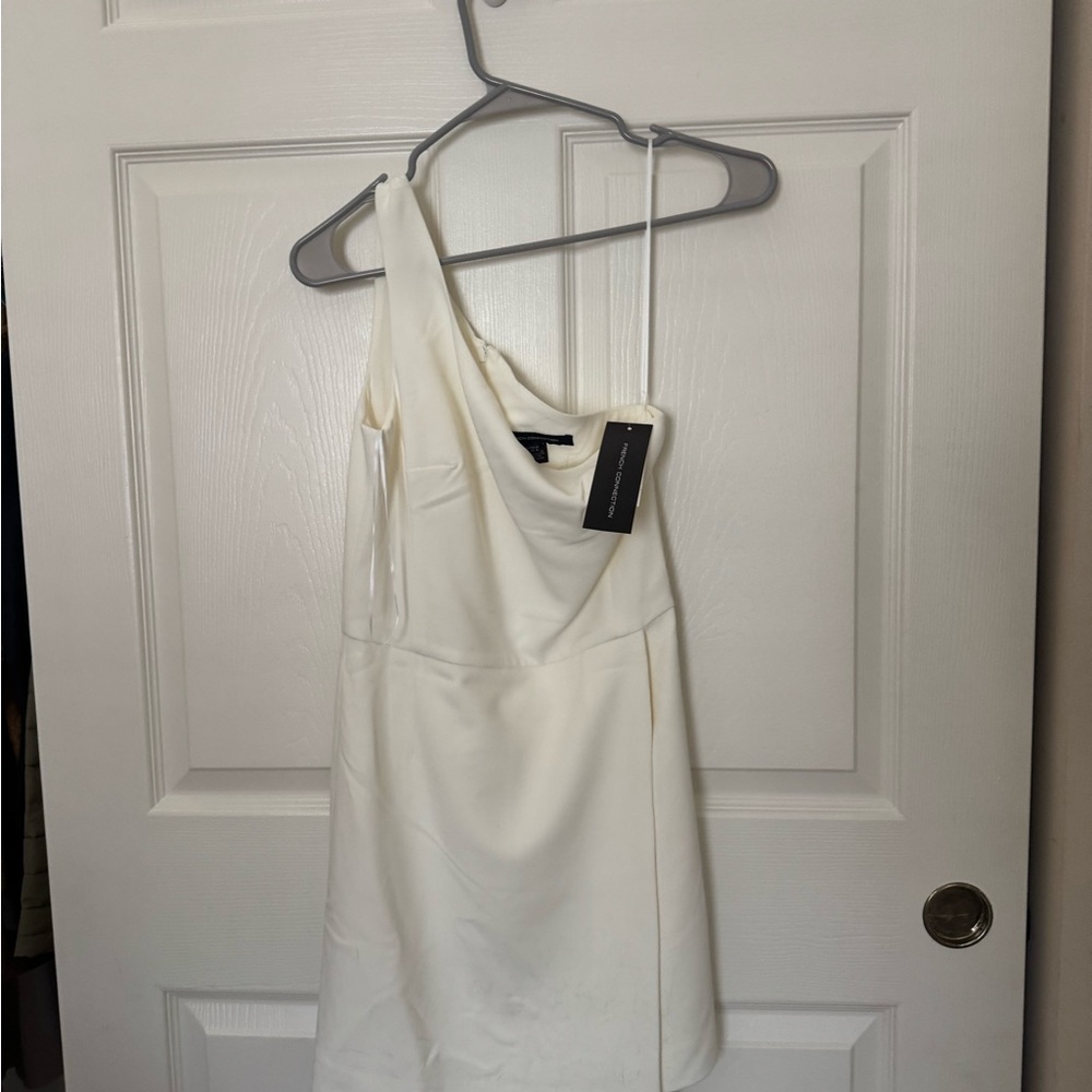 French Connection Ivory One-Shoulder Dress